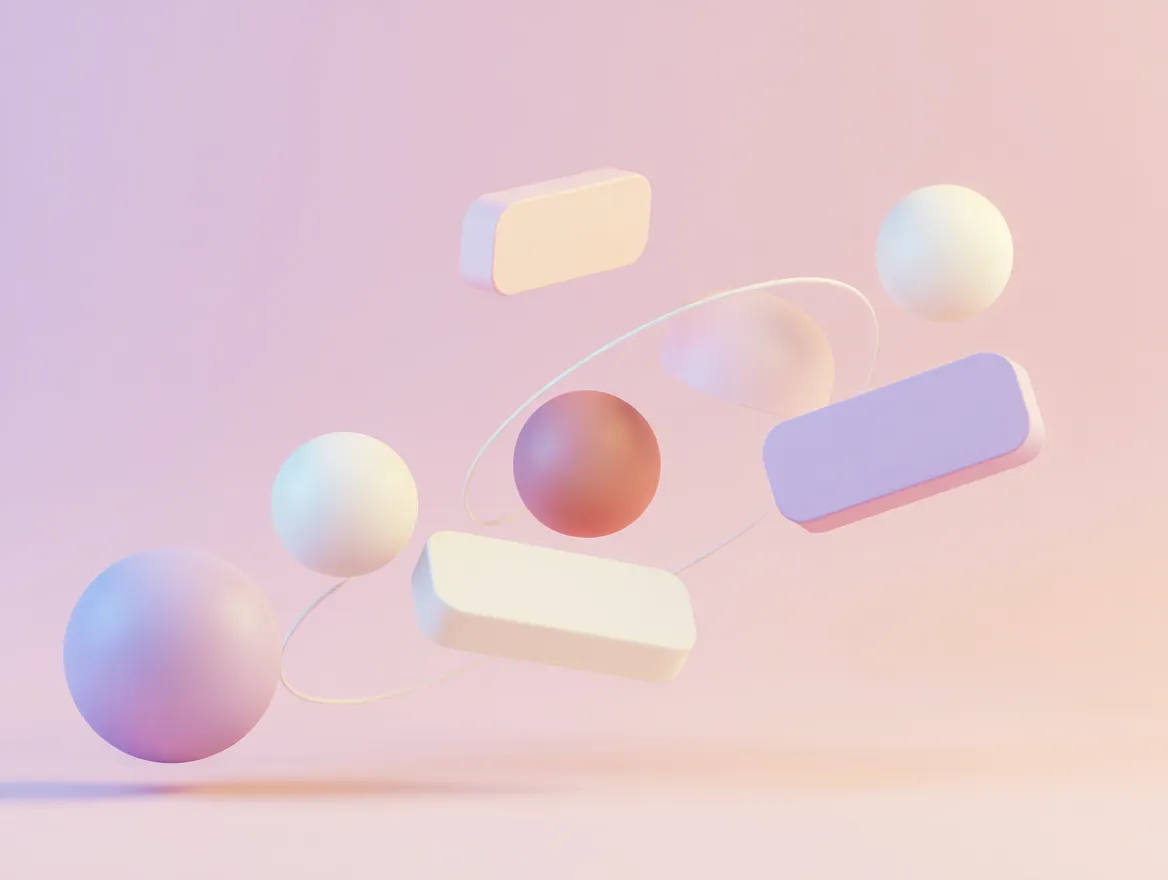 Abstract composition of balanced shapes and gentle curves representing the equilibrium of mindful daily life